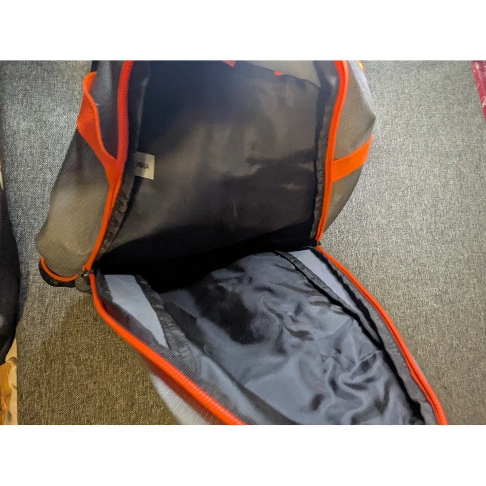 DeMarini Baseball Backpack Softball Bag Orange / Gray Zip Up Adjustable Strap